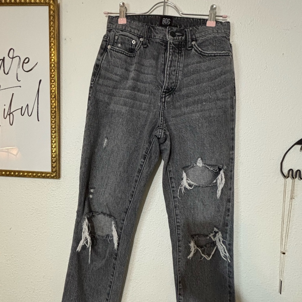 Distressed Gray Jeans
